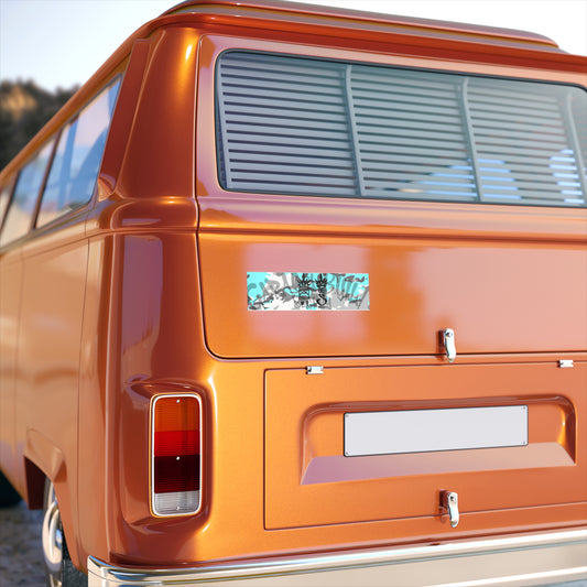 Teal Camo Graphic Bumper Sticker — Retro Crown Icons