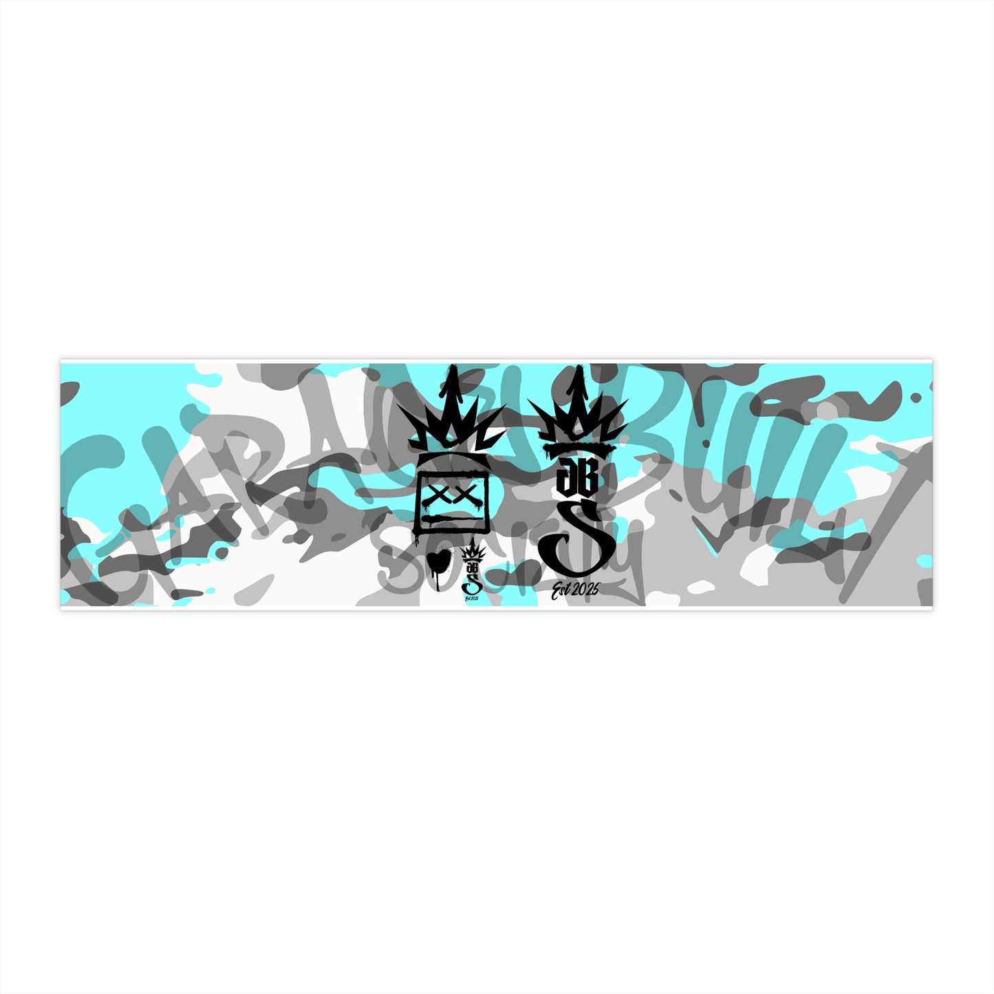 Teal Camo Graphic Bumper Sticker — Retro Crown Icons